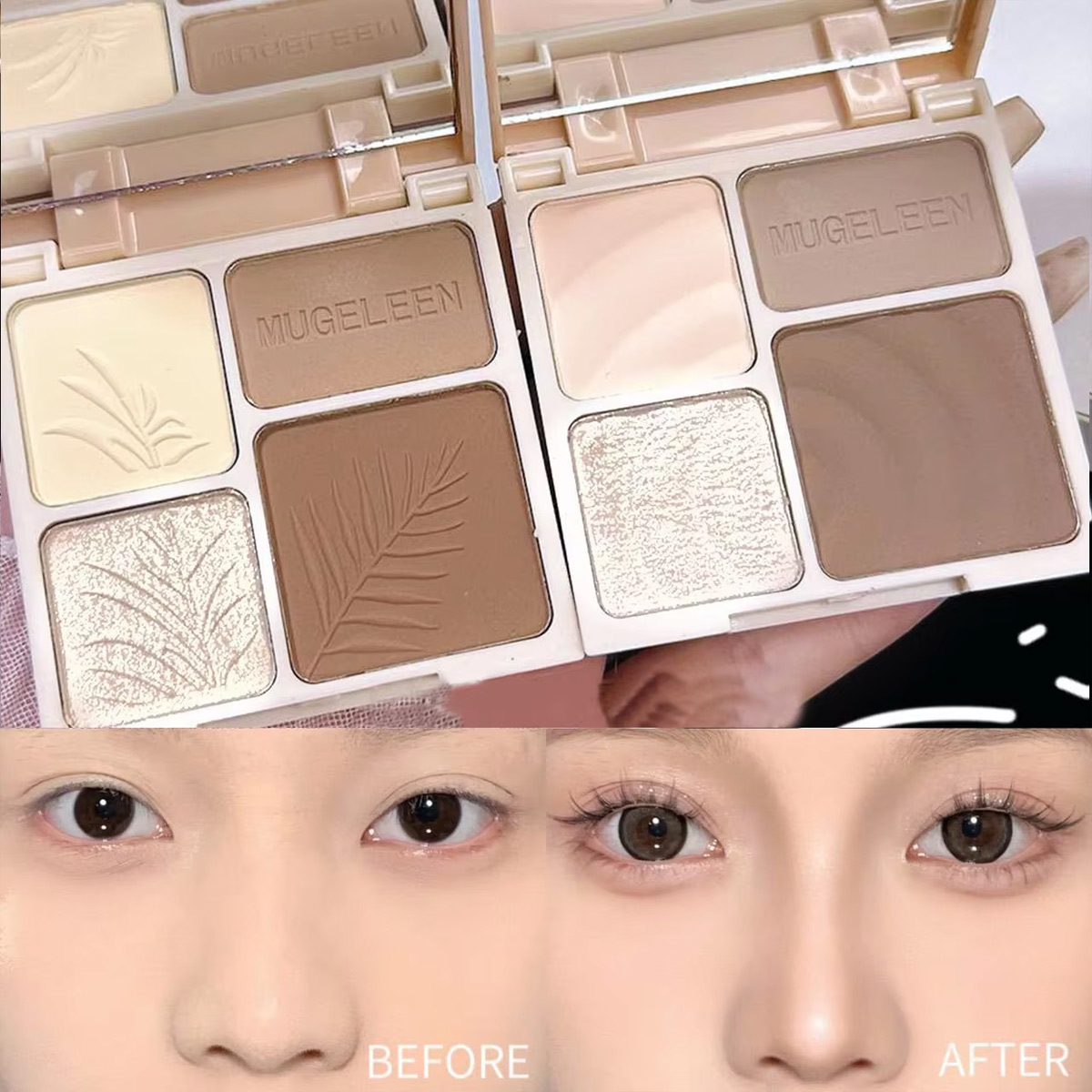 Merit Beauty Makeup - Sombra iluminadora mate de cuatro colores,