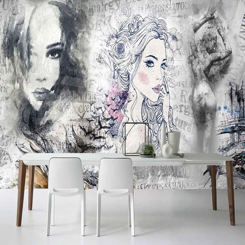 Makeup Beauty House - Mural 3D Personalizado, Diseño Retro, Graffiti